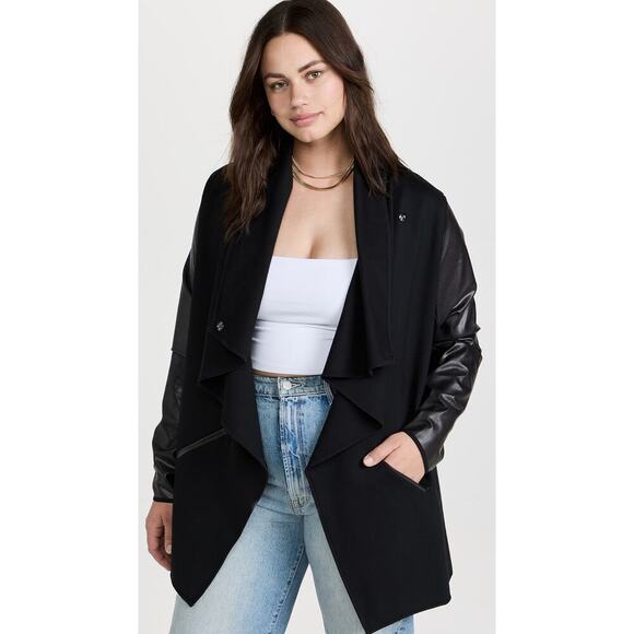 Spanx Women's Black Faux Leather Convertible Jacket Size 2X - Picture 1 of 11